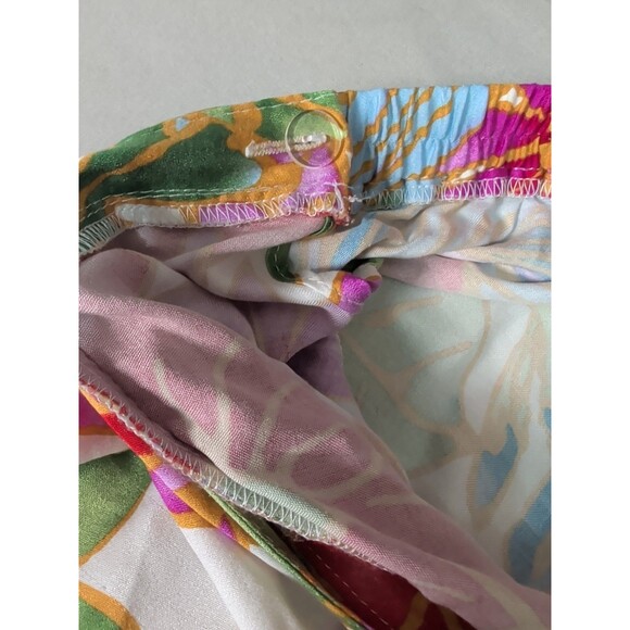 VINTAGE Cynthia Rowley Wrap Skirt Womens L Tropical High Low Ruffle Boho Rare - Picture 10 of 15
